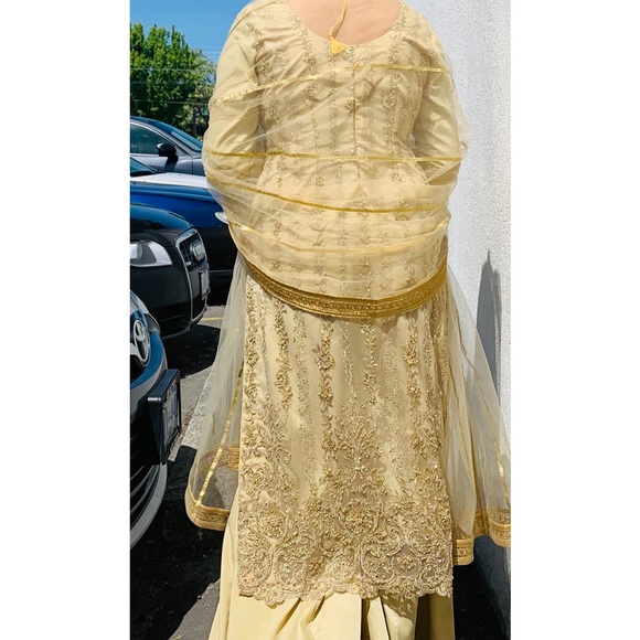 Sharara suit with net dupatta. - Picture 2 of 2